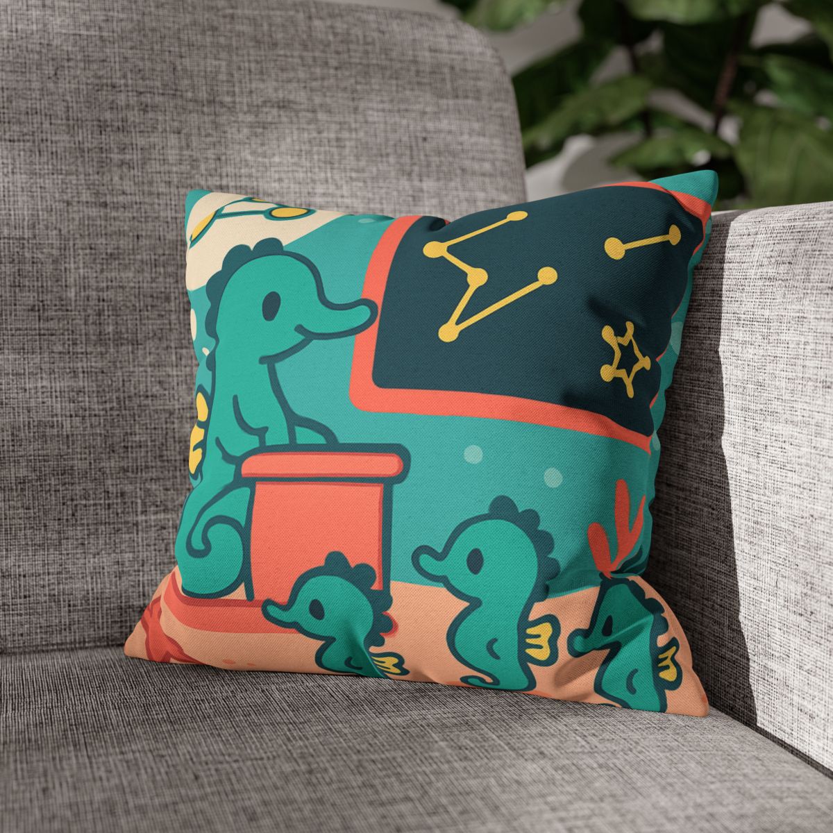 Starry Seahorse School personalized pillow covers