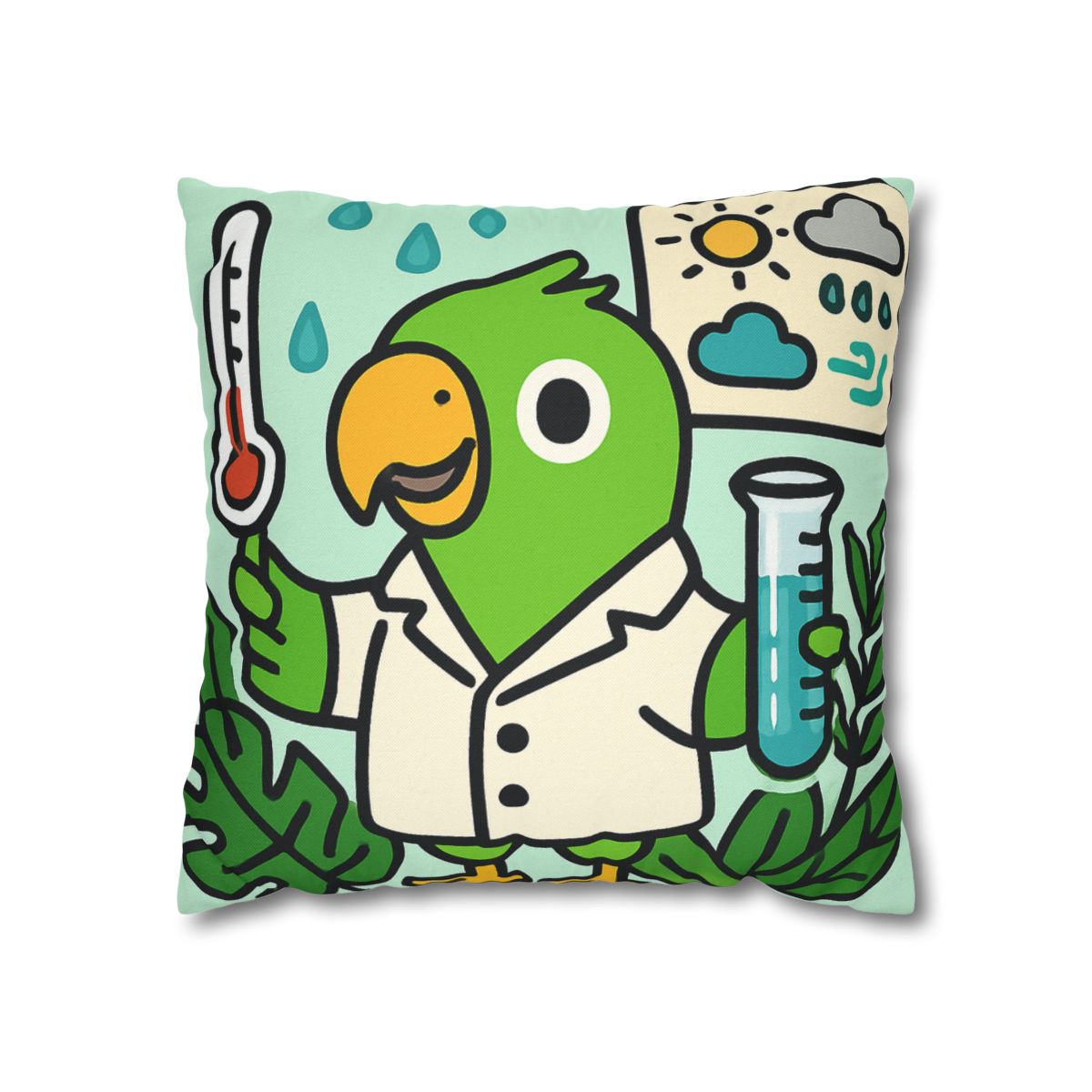 Rainforest Weather Lab With Parrot Scientist stylish decorative pillowcases