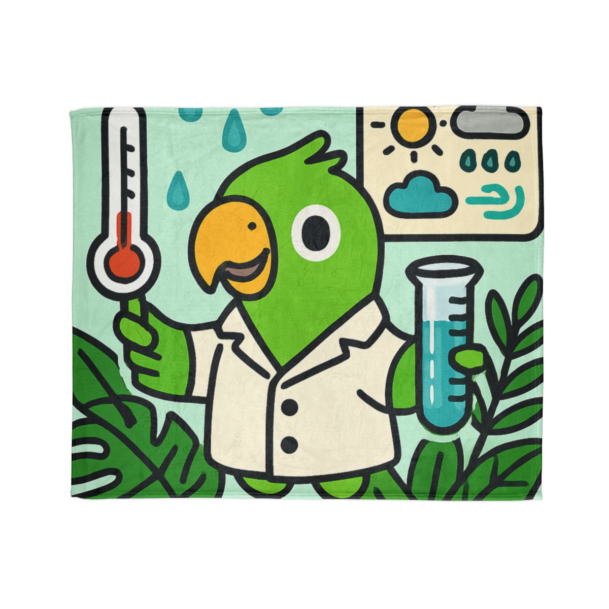 Rainforest Weather Lab With Parrot Scientist unique gift blanketscustom blankets