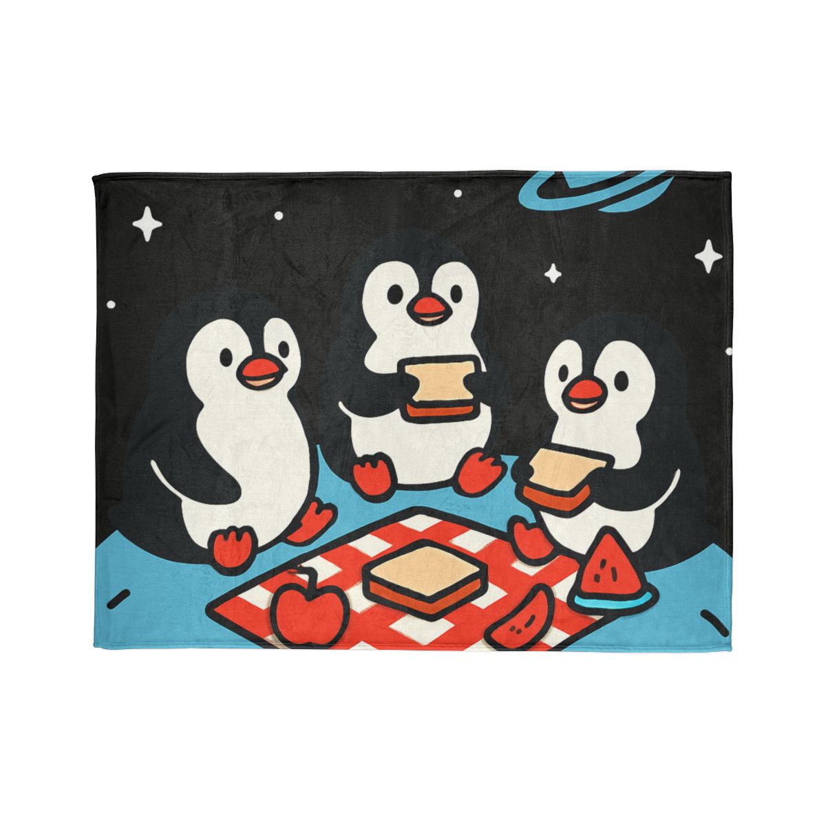 Planet Picnic Penguins personalized cozy blankets