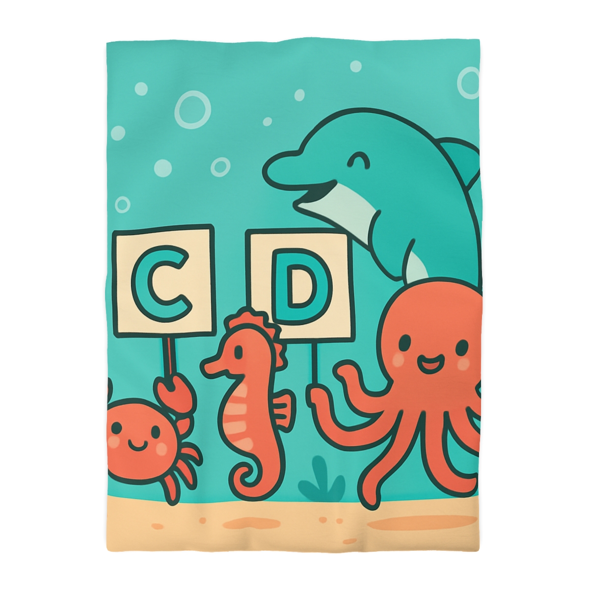 Coral Reef Alphabet Parade designer printed duvets