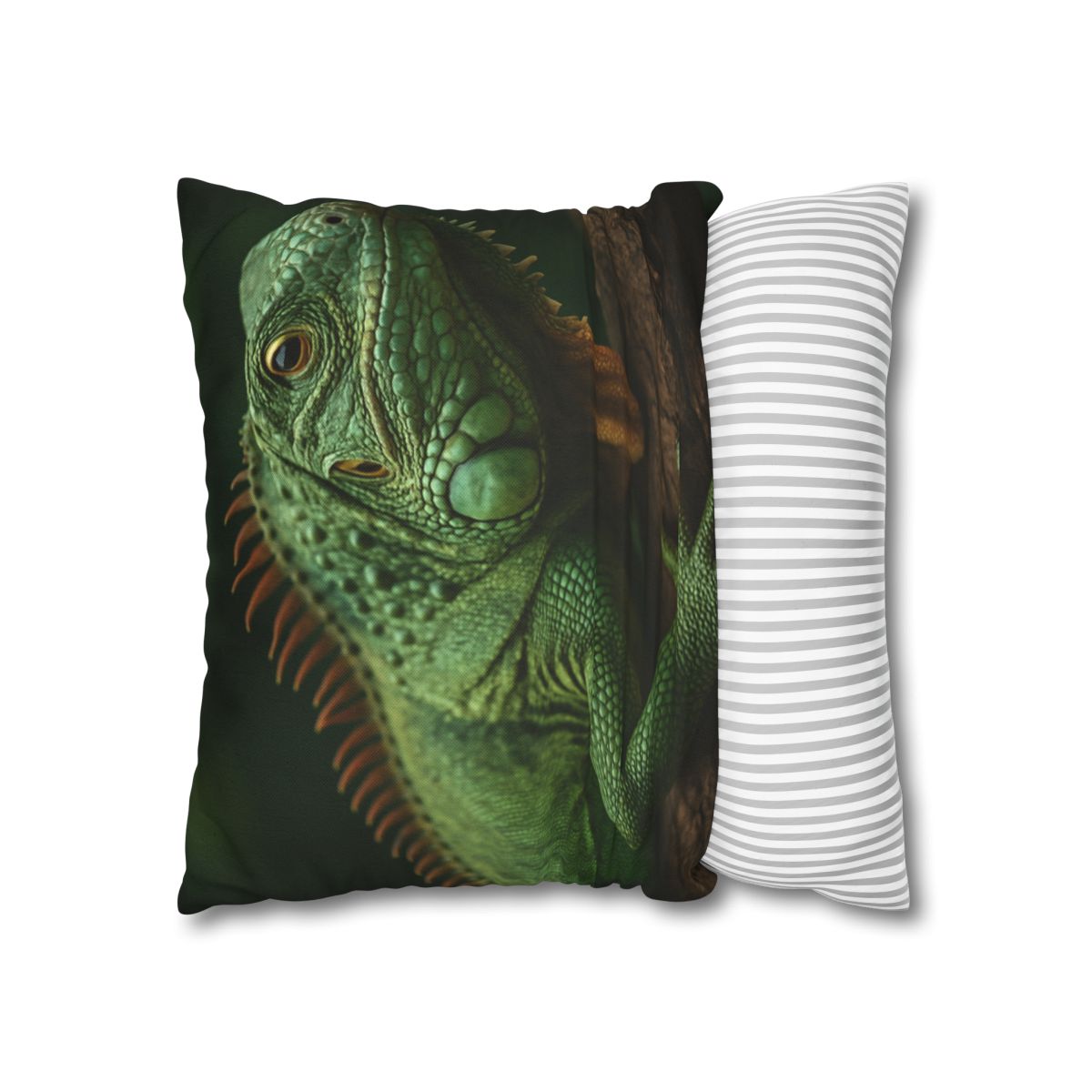Sunlit Perch Green Iguana designer print pillow cases