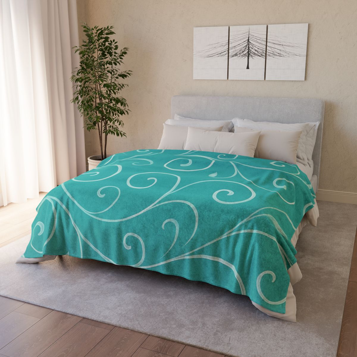 Vine Curl Wave Mesh designer printed blankets
