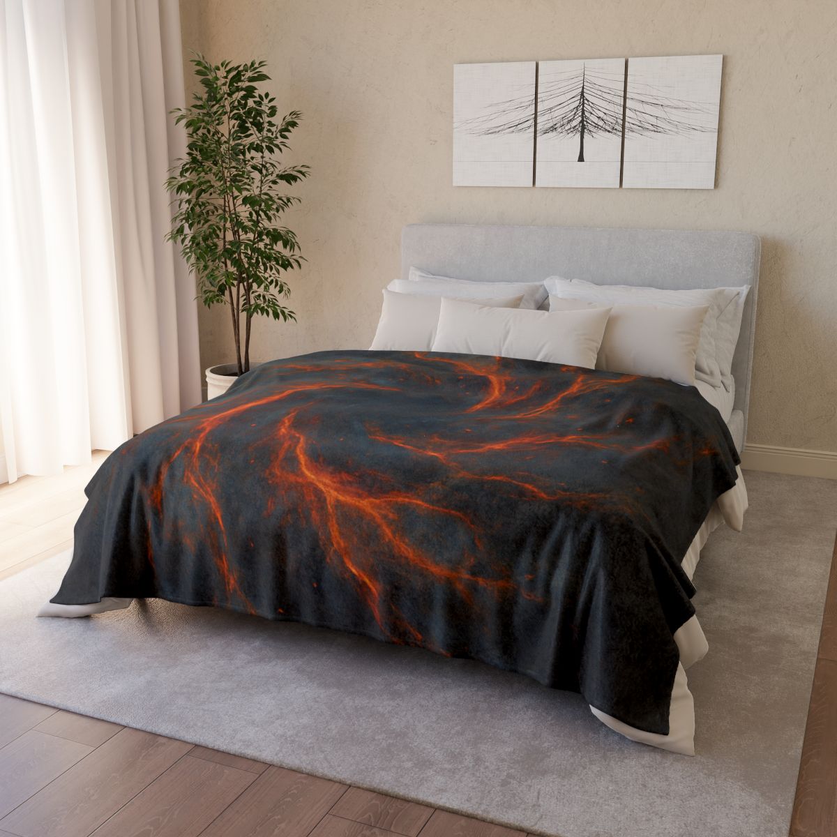 Ember Filament Bloom designer printed blankets