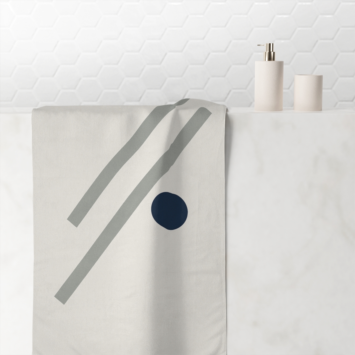 Diagonal Trio With Quiet Circle custom towels