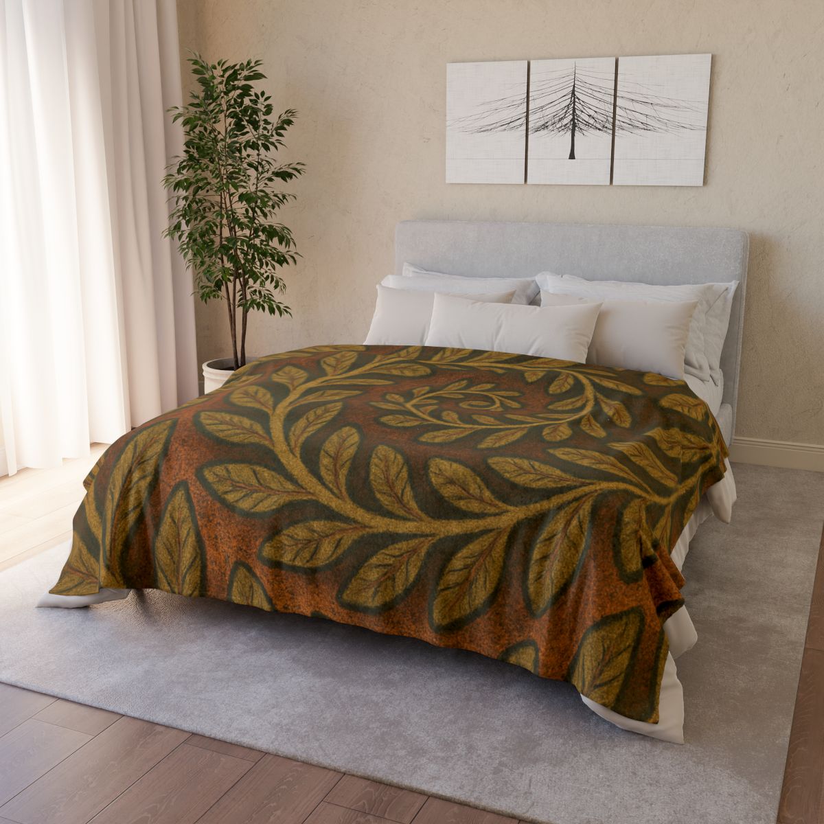 Frond Spiral Weave designer printed blankets