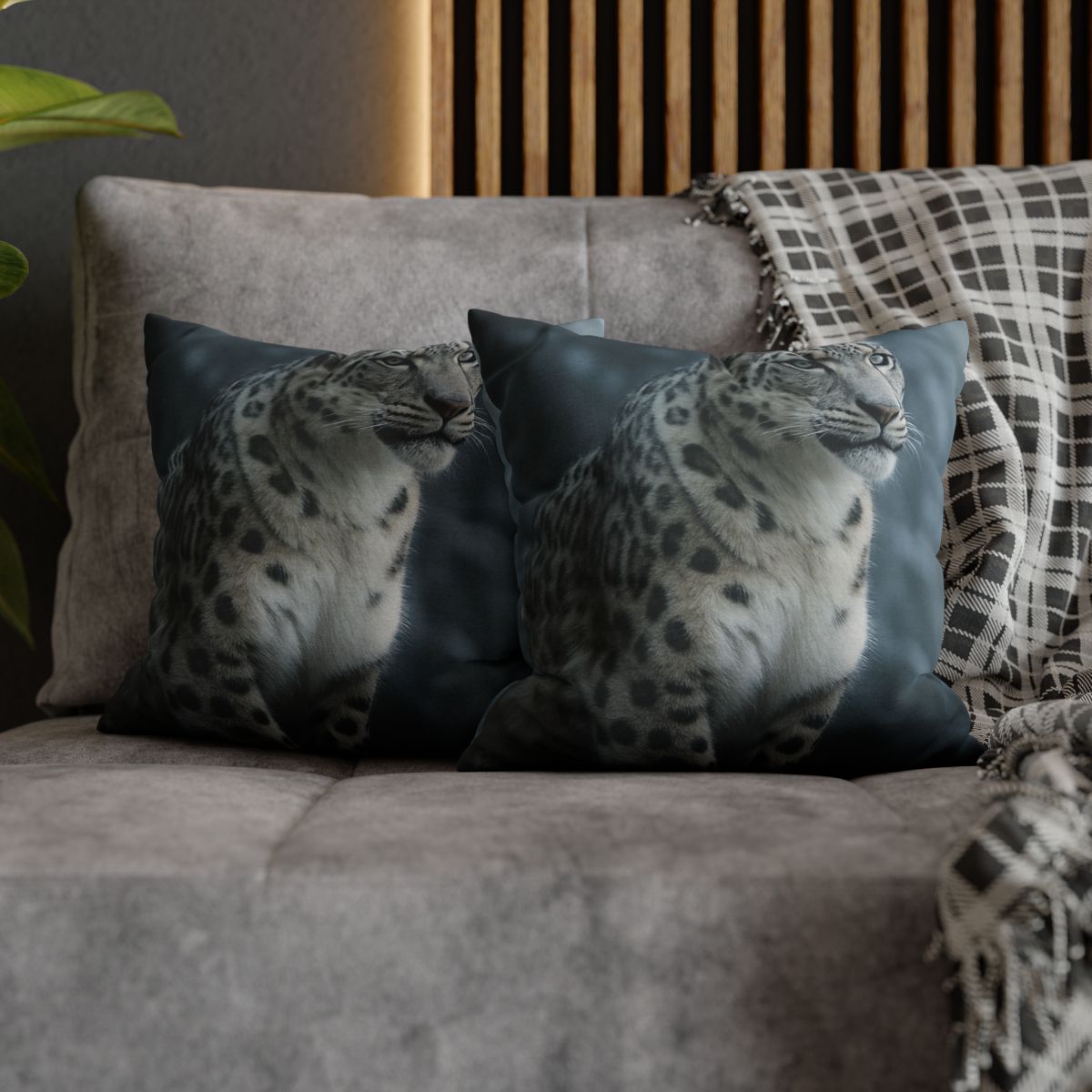 Crest Of Silence Snow Leopard soft cotton pillow cases