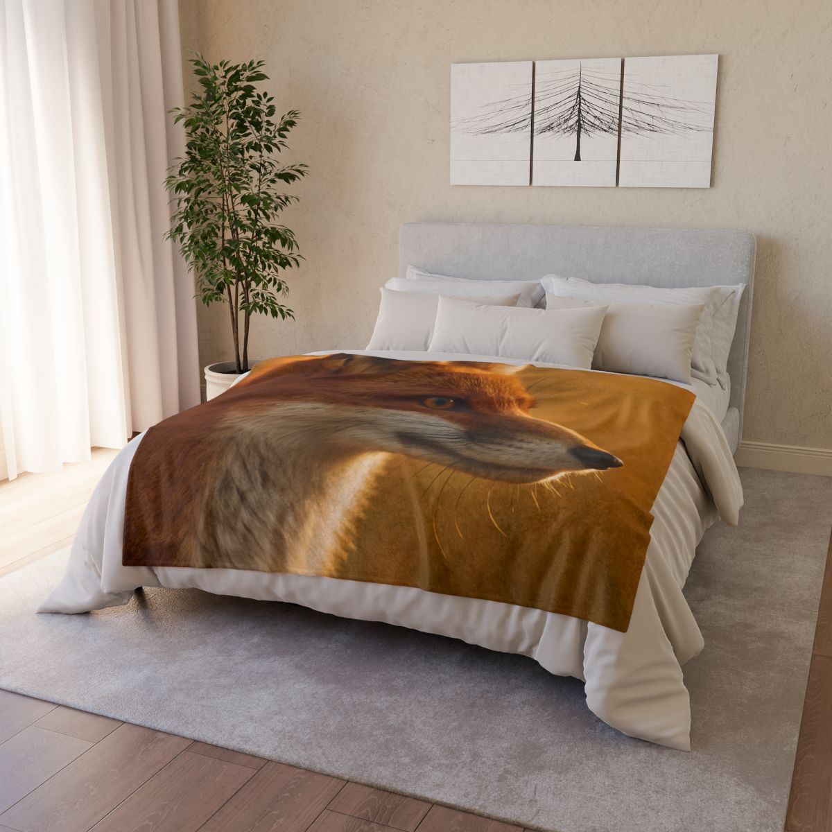Amber Gaze Red Fox designer printed blankets