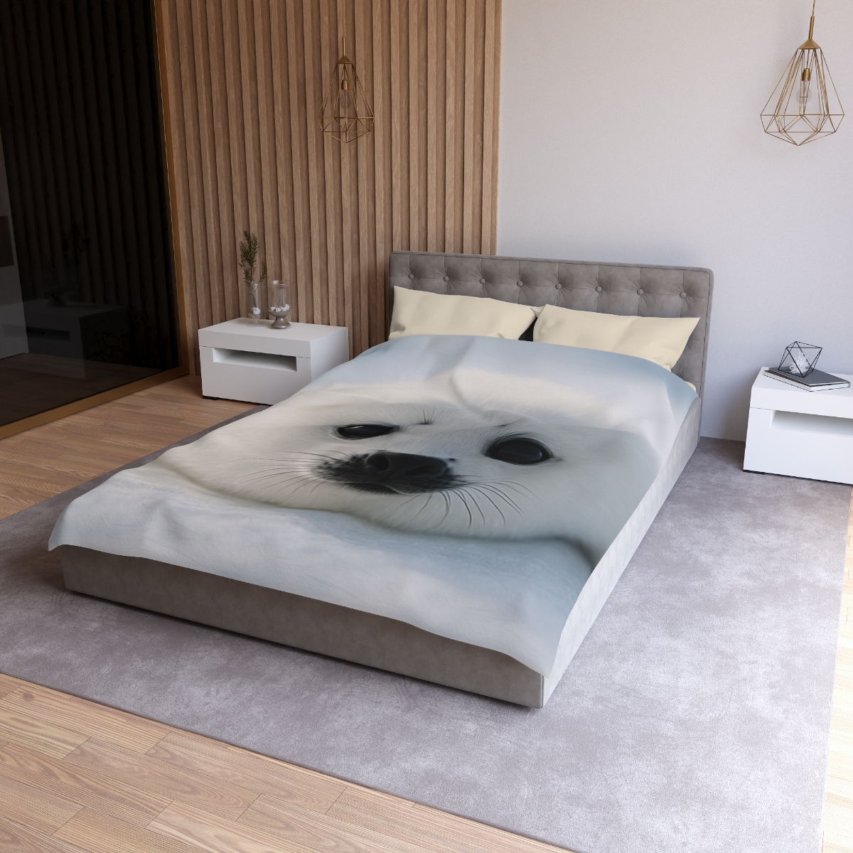 Snow Dream Harp Seal Pup unique patterned duvets