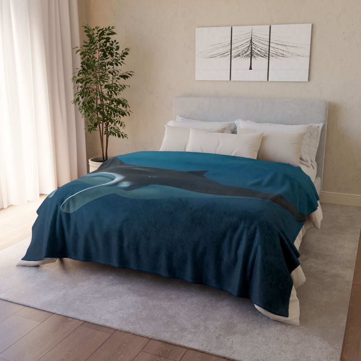 Midwater Dancer Manta Ray soft fleece blankets