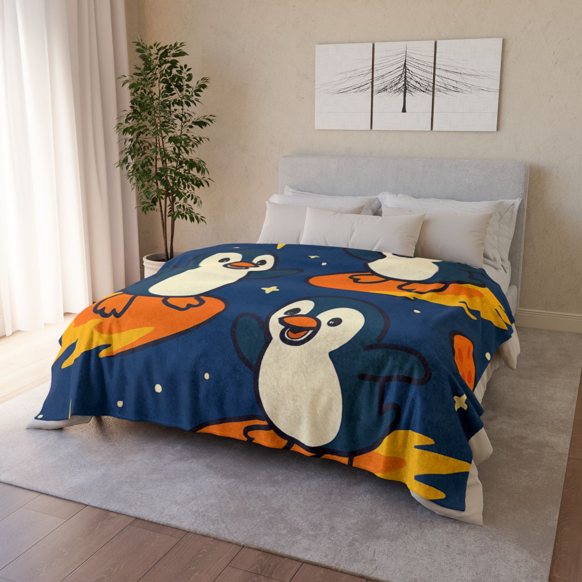 Comet Surfing Penguin Patrol warm winter blankets