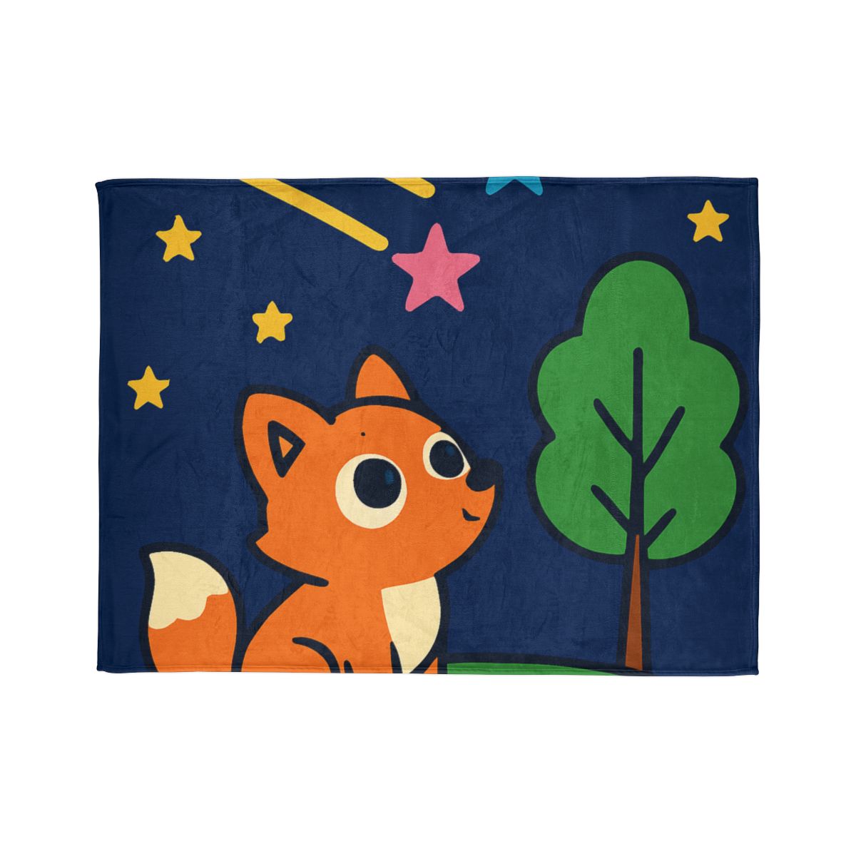 Cosmic Forest Fox And The Shooting Stars soft fleece blankets