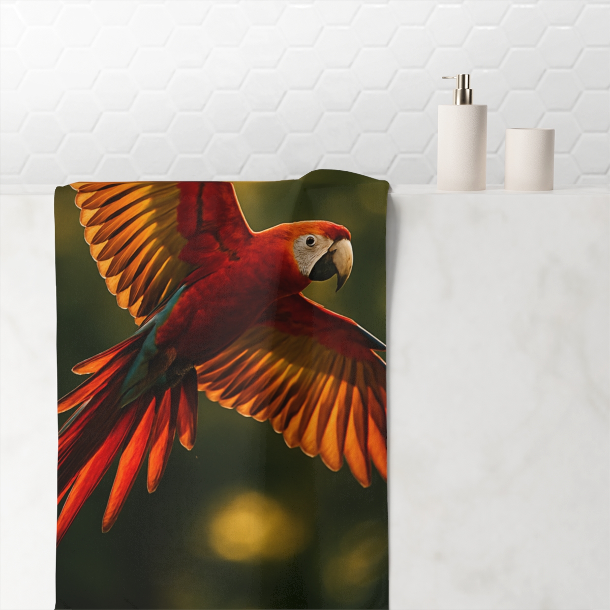 Scarlet Macaw Sunflare Flight stylish beach towels