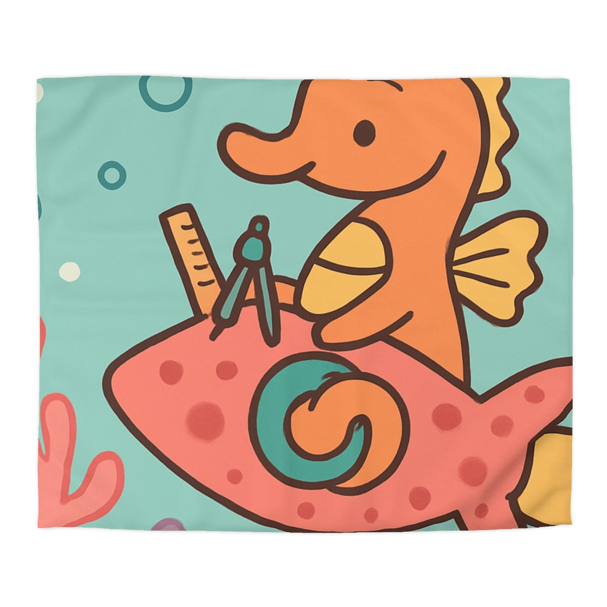 Coral Rocket Seahorse trendy bedroom duvets