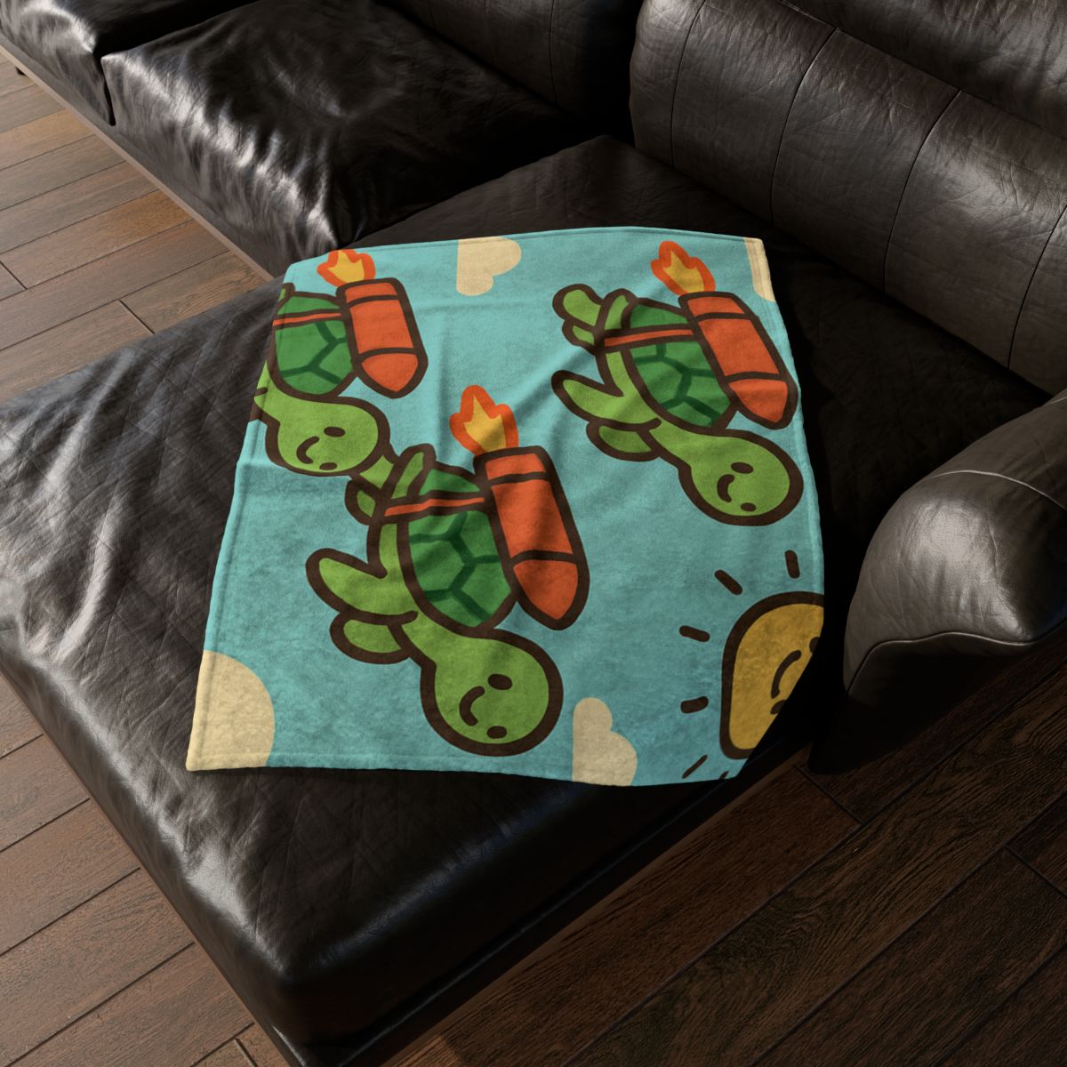 Rocket Powered Turtles personalized cozy blankets