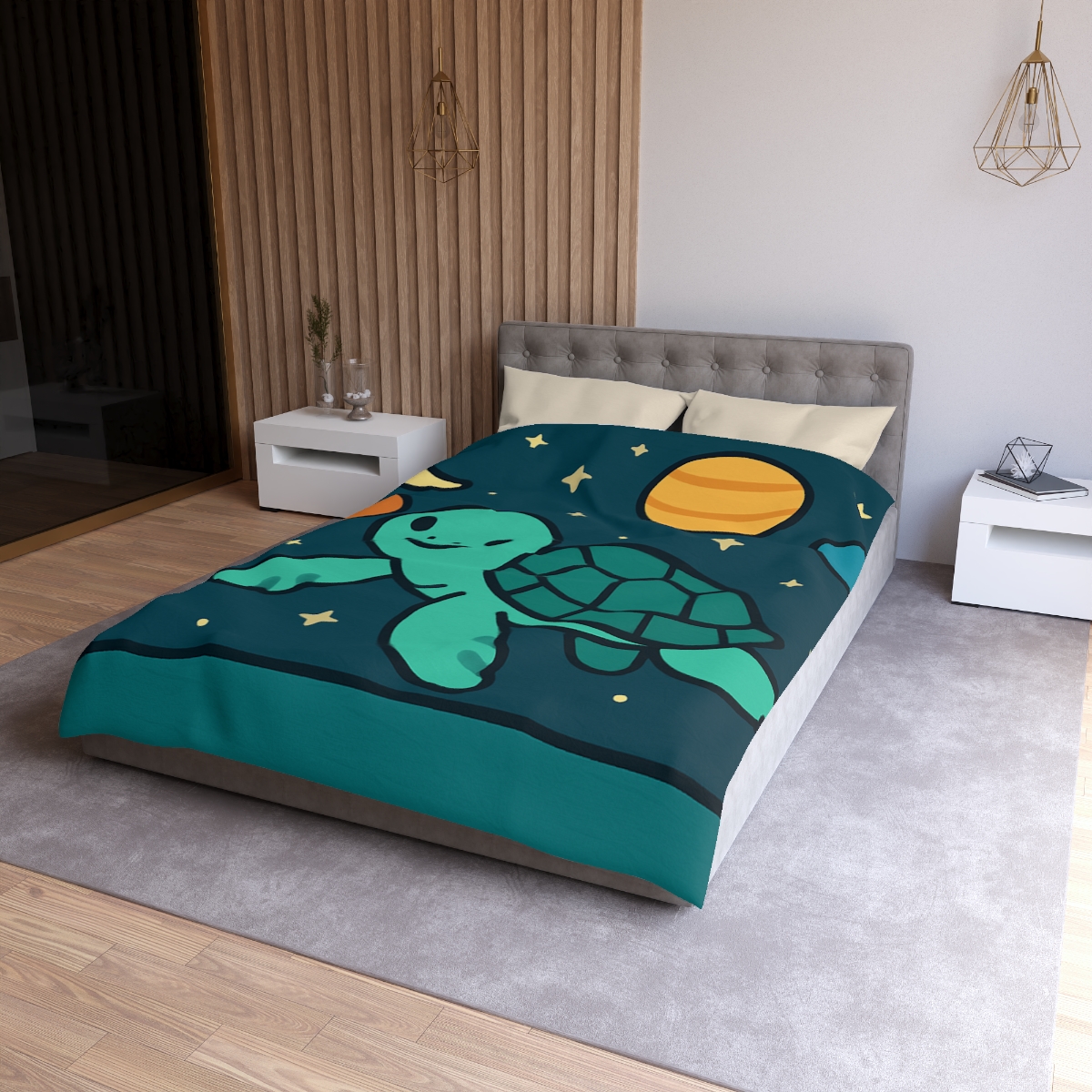 Starlit Space Turtle personalized bedding duvets