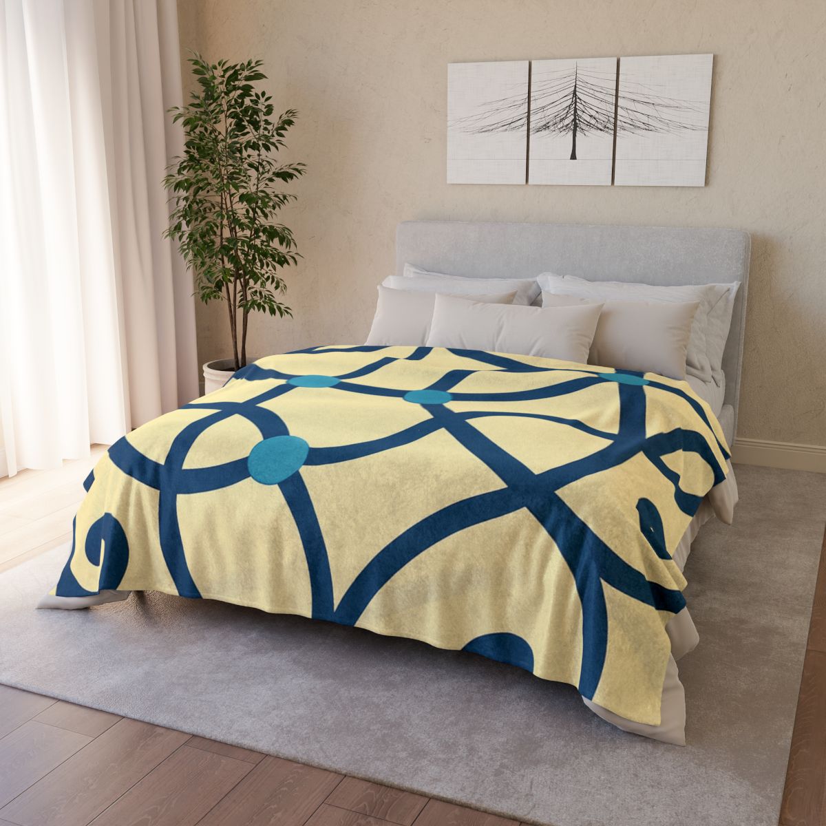 Tendril Ribbon Network designer printed blankets