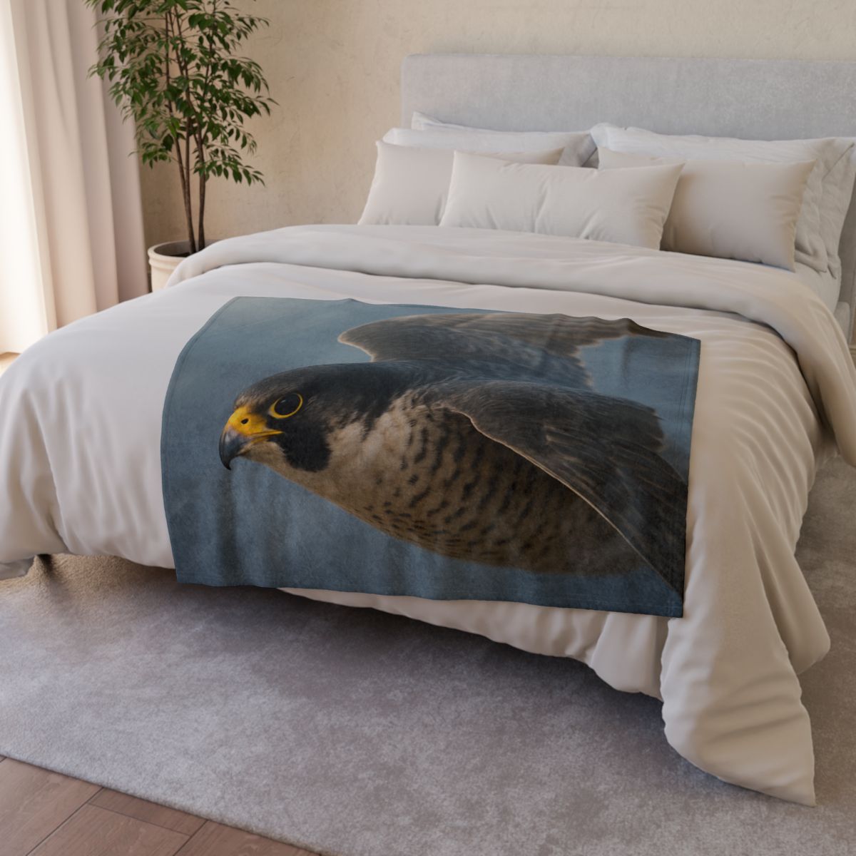 Comet Dive Peregrine Falcon personalized cozy blankets