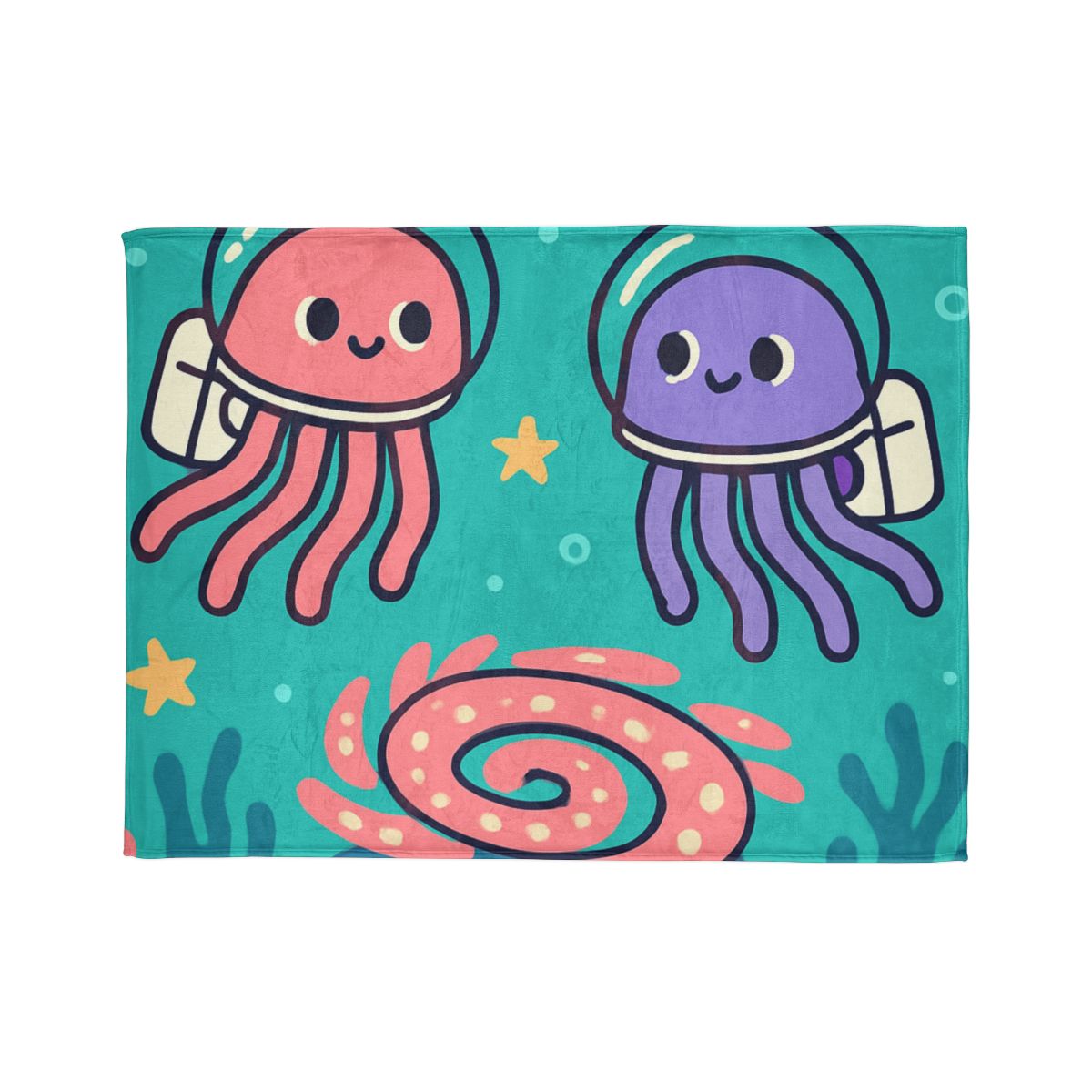Jellyfish Astronauts In The Coral Nebula decorative home blankets