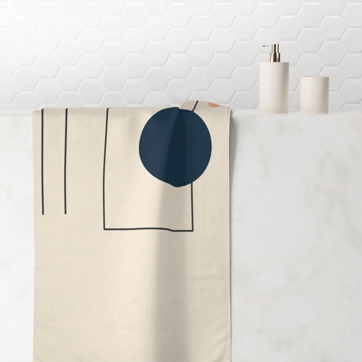 Offset Frame And Quiet Orbit designer printed towels