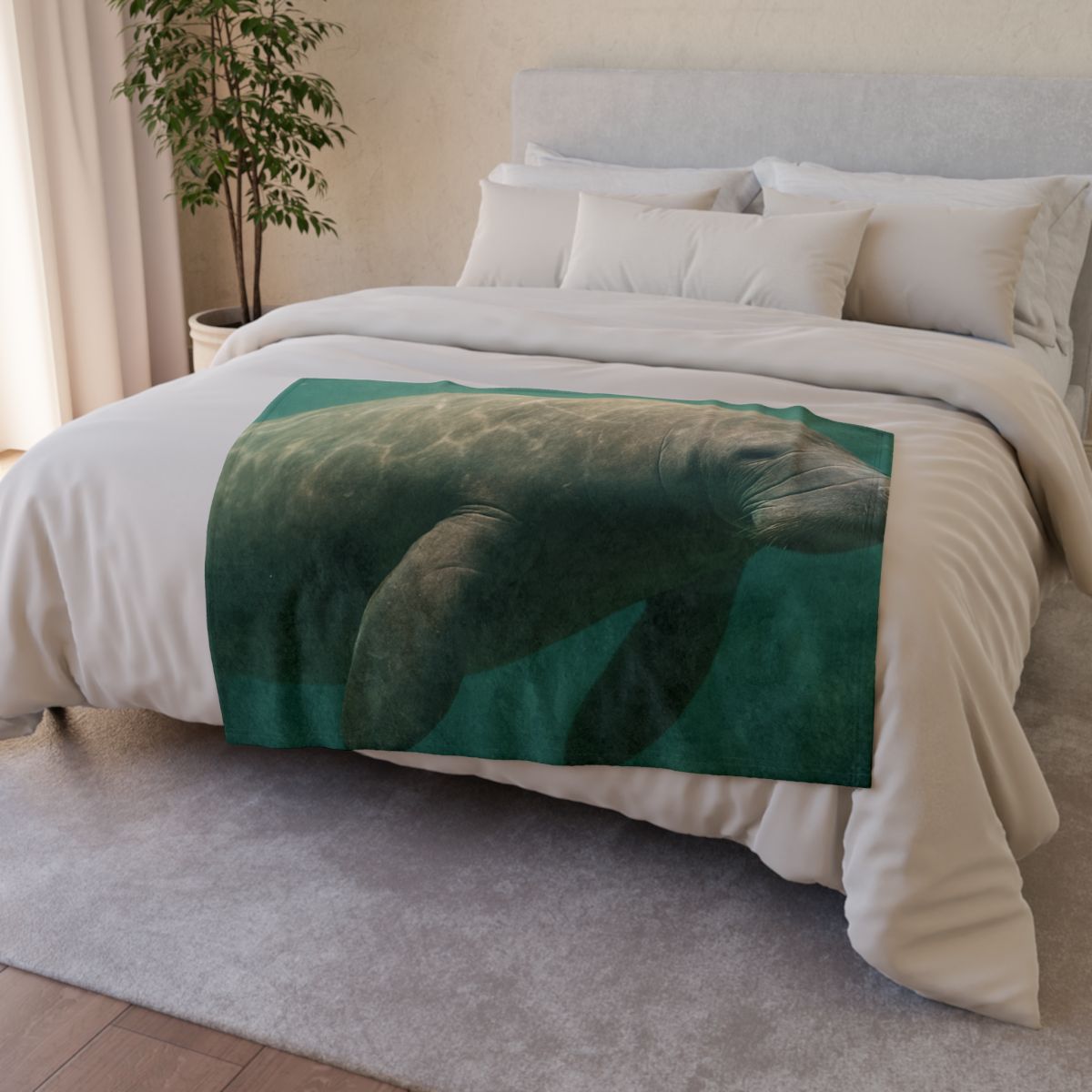 Quiet Drift West Indian Manatee personalized cozy blankets