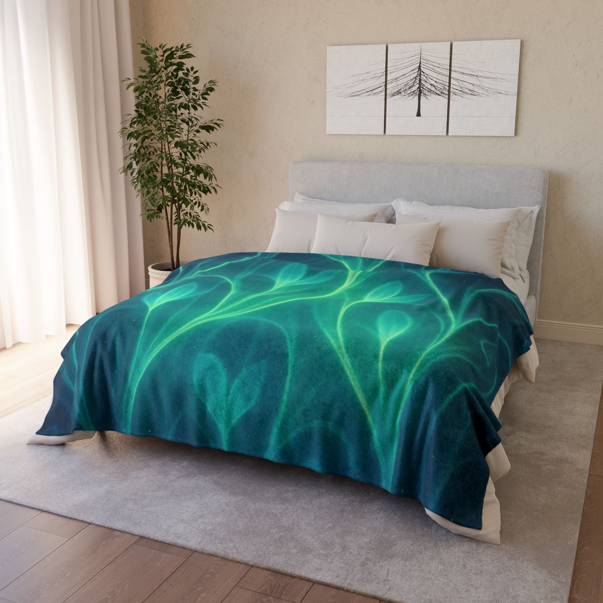 Vine Curl Aurora Lattice soft fleece blankets