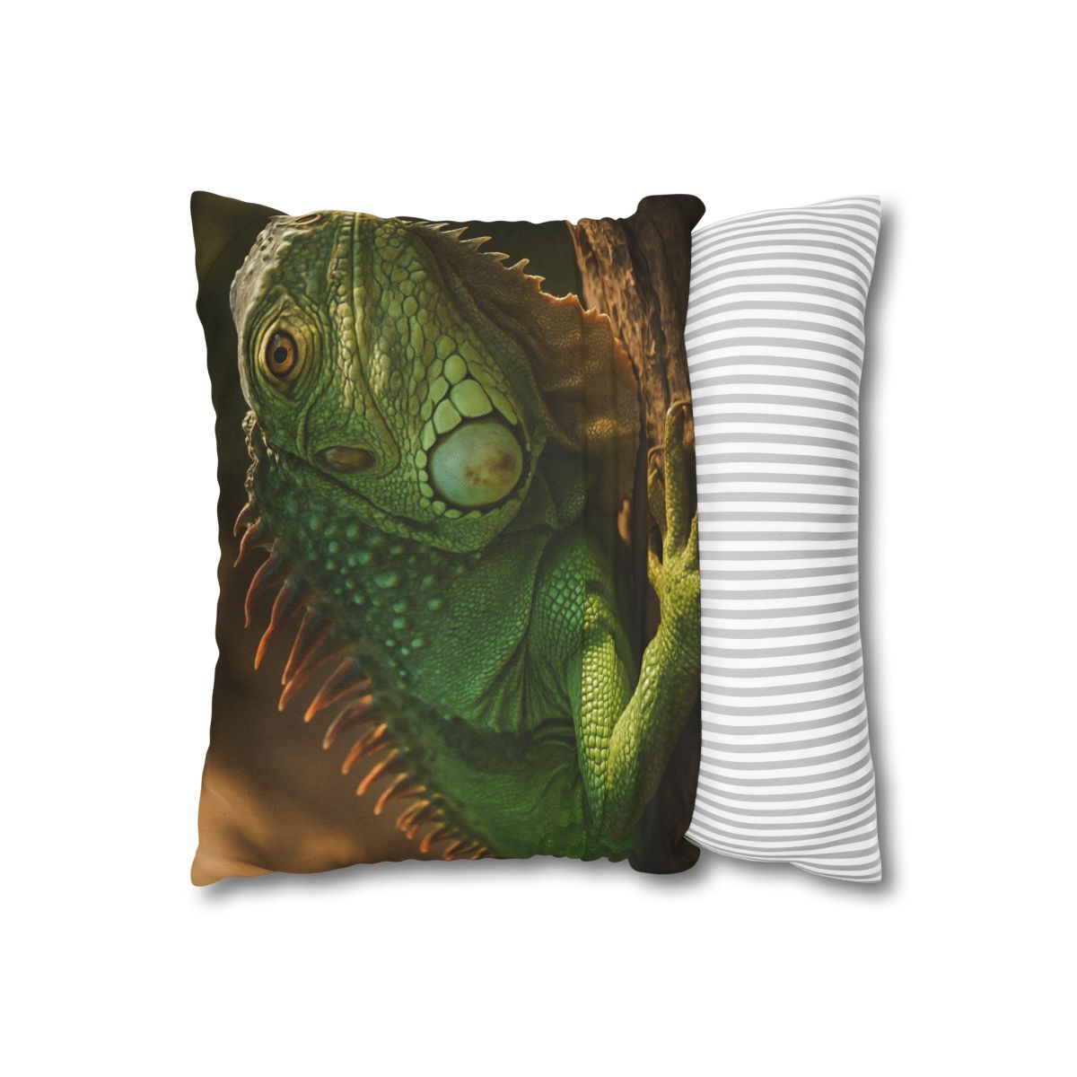 Sunlit Perch Green Iguana soft cotton pillow cases