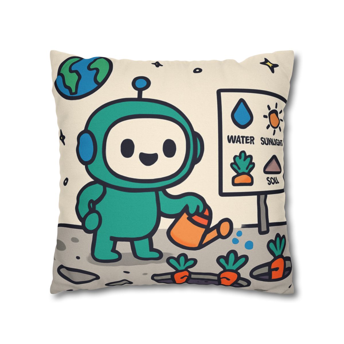 Moon Garden Robot Growing Crater Carrots unique gift pillow cases