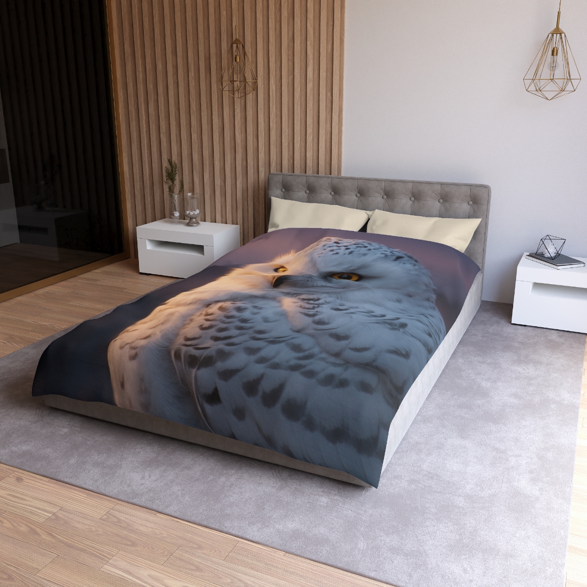 Twilight Watcher Snowy Owl personalized bedding duvets