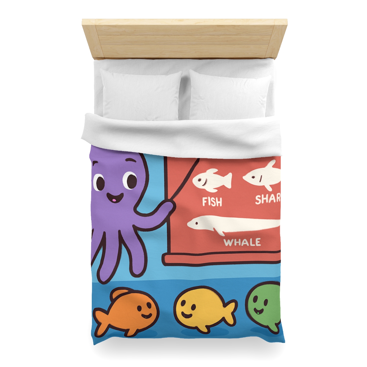 Coral Classroom With Professor Octopus designer printed duvets