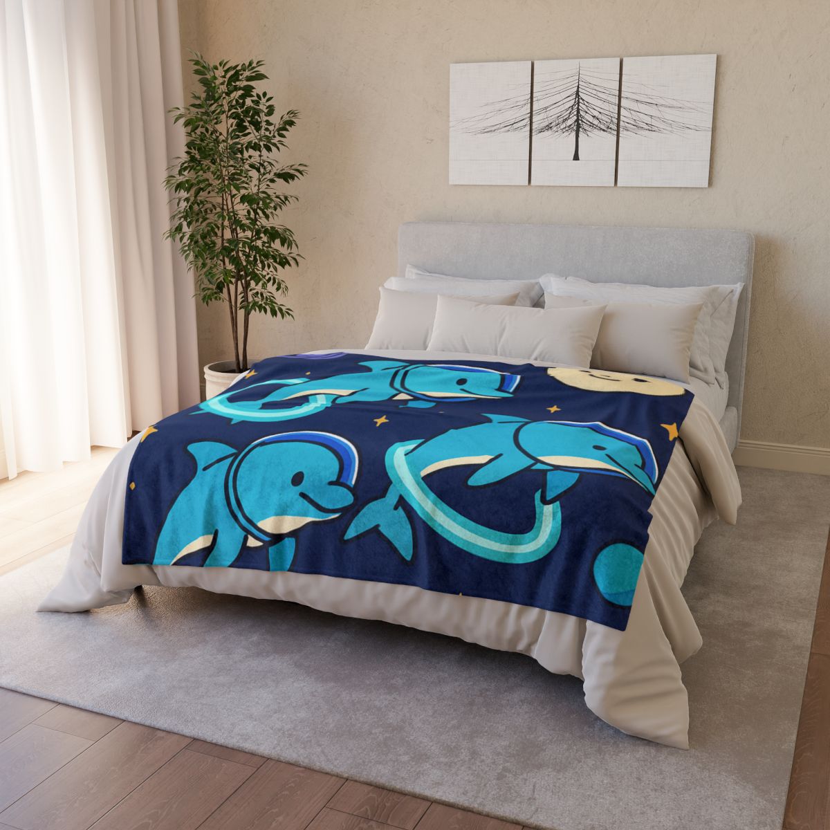 Cosmic Dolphin Playground trendy patterned blankets