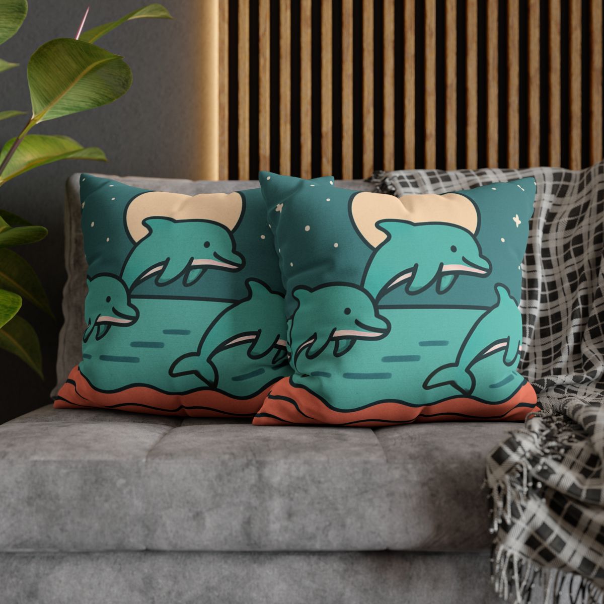 Moonlight Dolphin Parade trendy patterned pillow cases