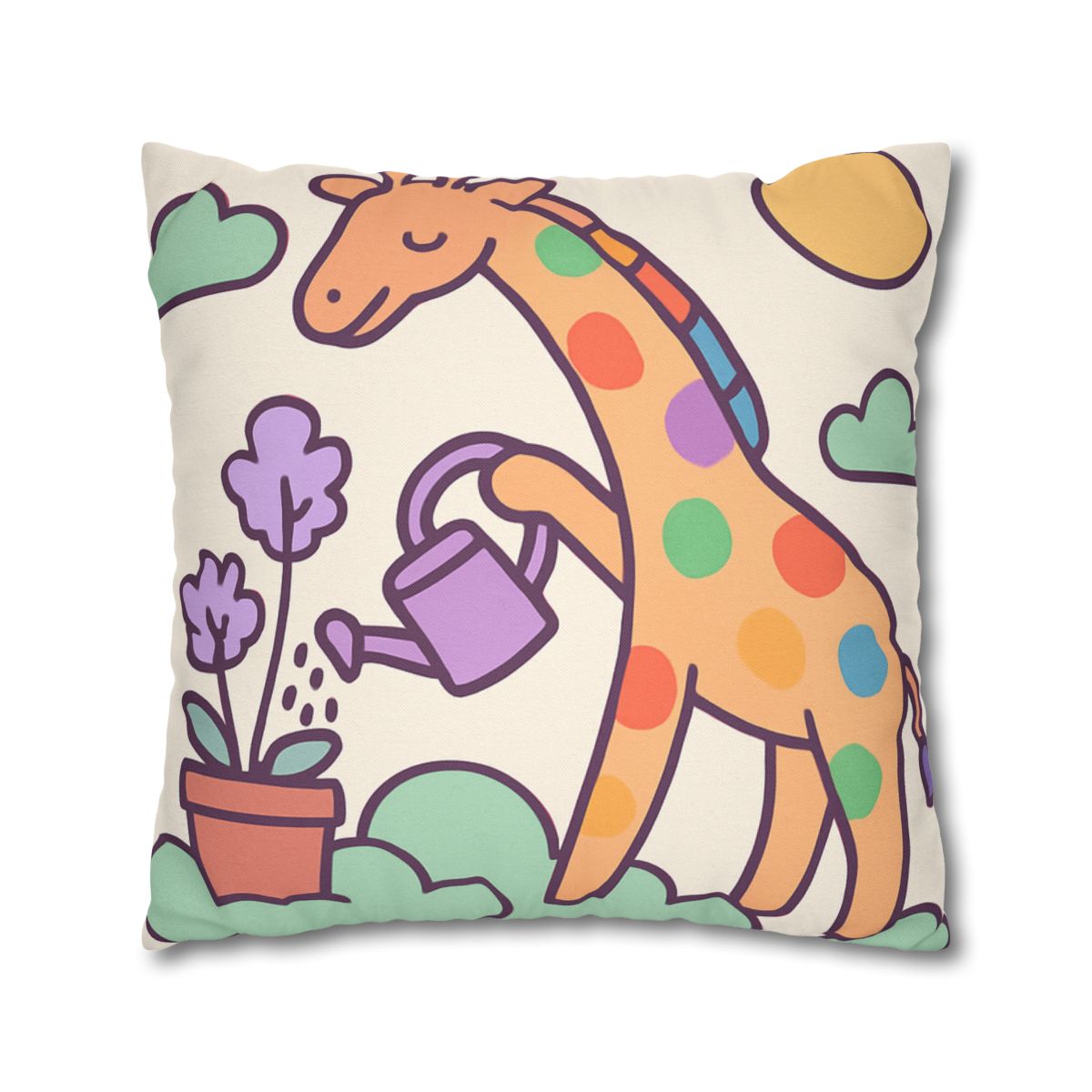 Cloud Garden With Rainbow Giraffe trendy patterned pillow cases