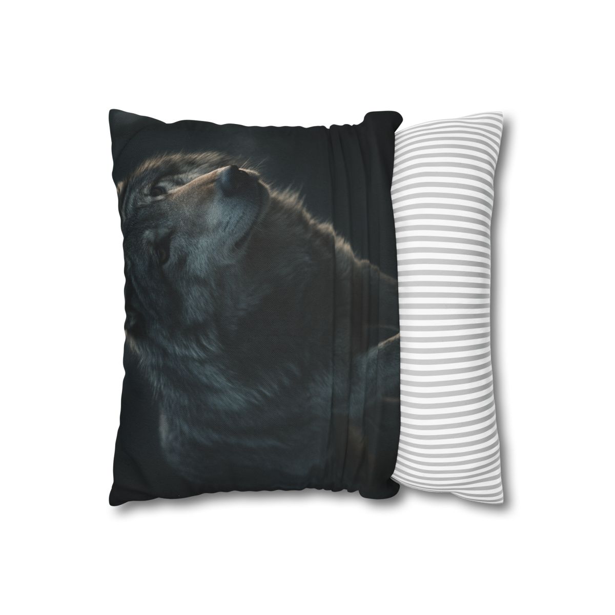 Moonlit Sentinel Gray Wolf personalized pillow covers