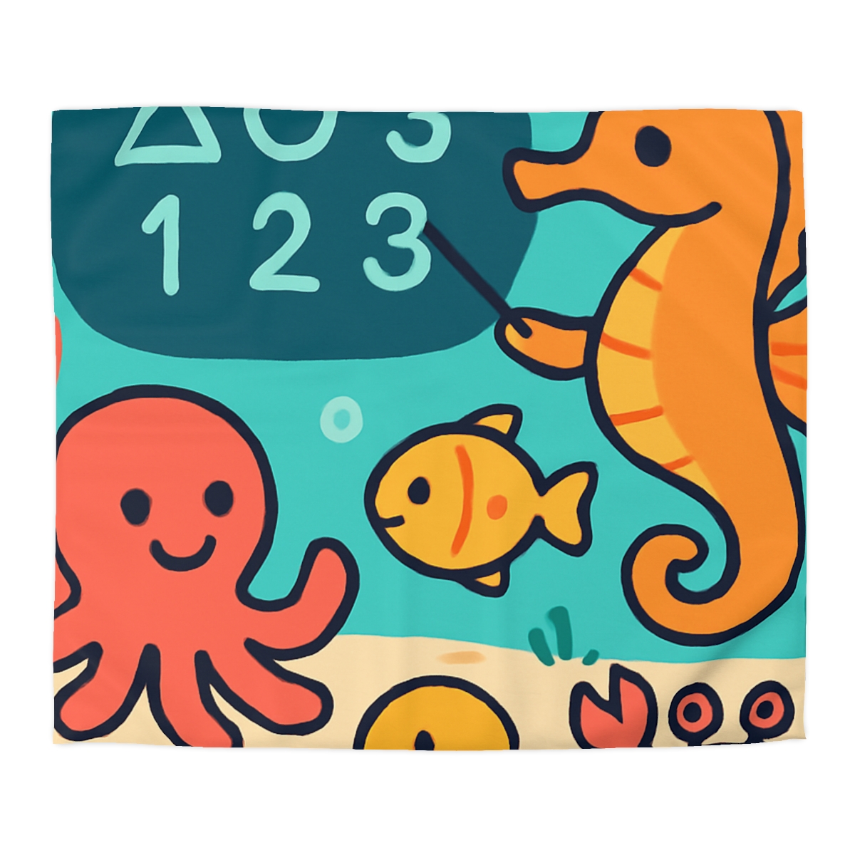 Coral Classroom With The Seahorse Teacher unique patterned duvets