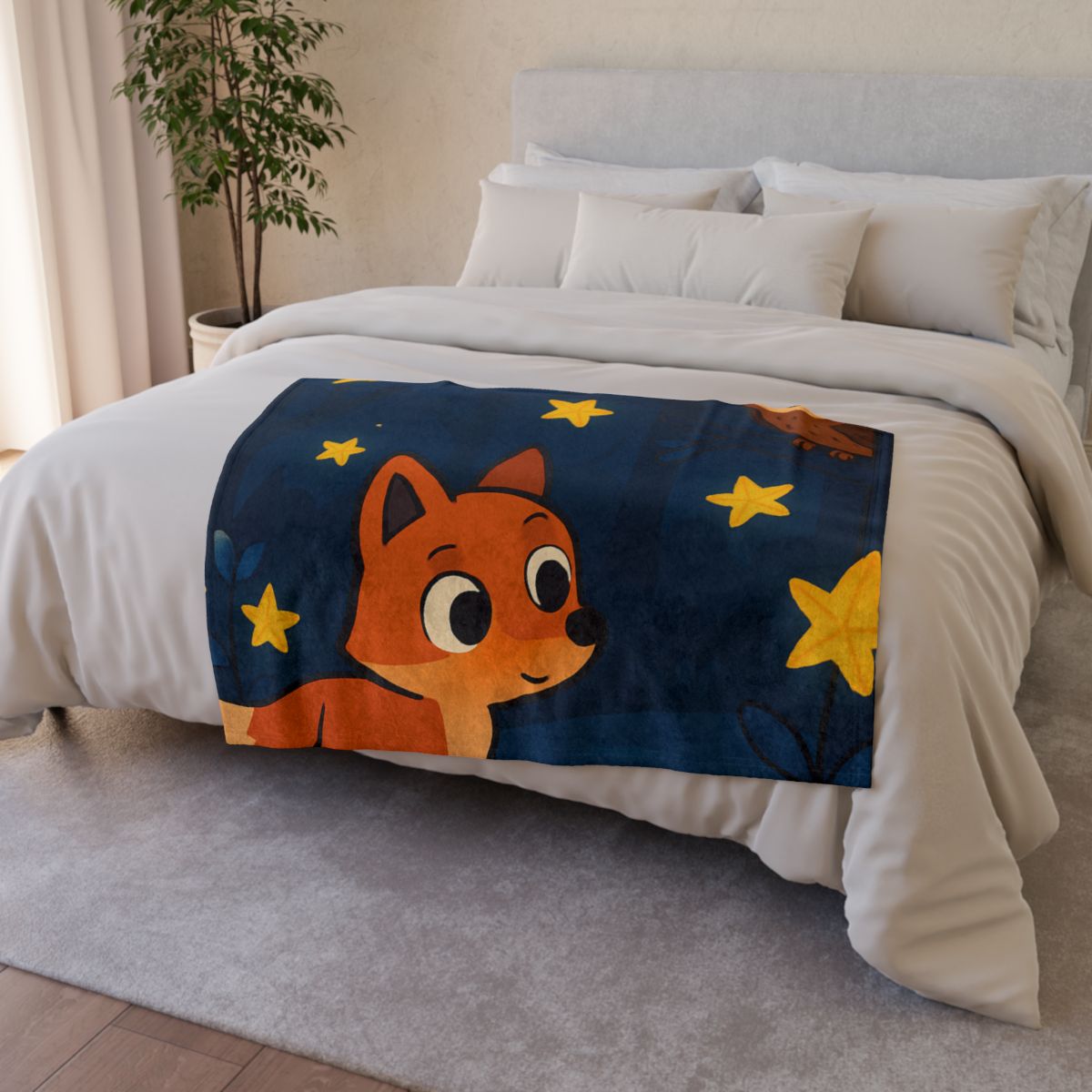Cosmic Forest Fox trendy patterned blankets