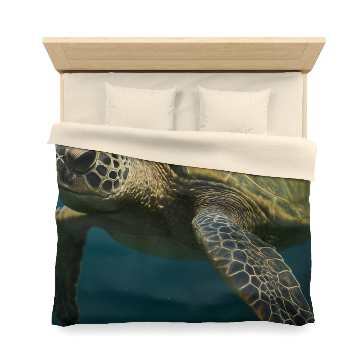 Glasswater Drift Green Sea Turtle designer printed duvets