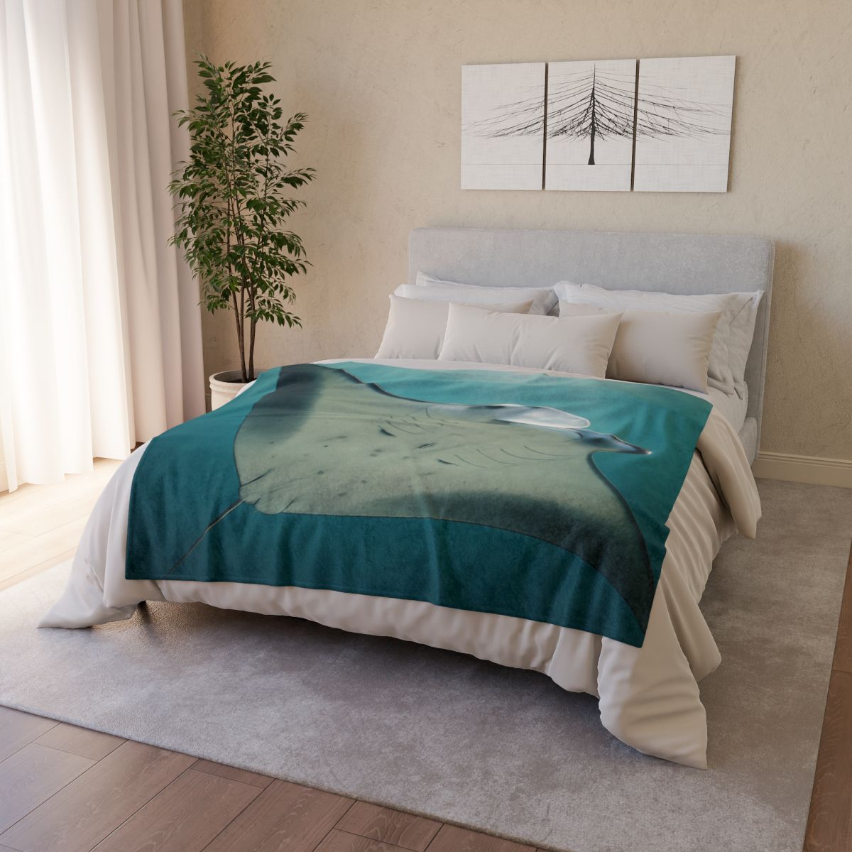 Celestial Glide Reef Manta Ray soft fleece blankets