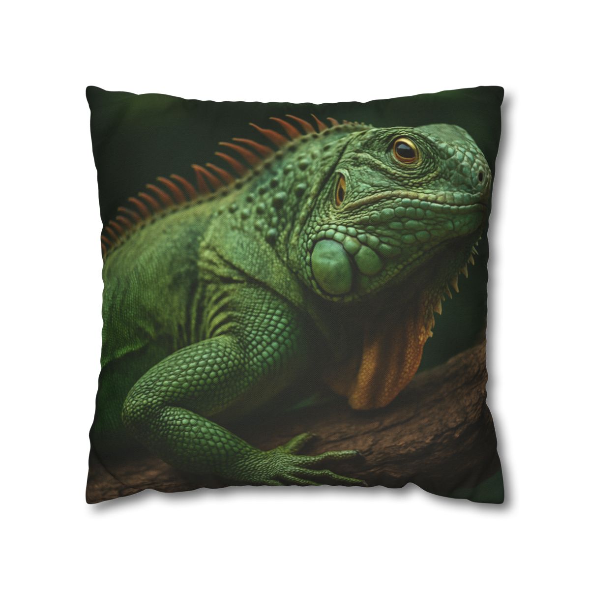 Sunlit Perch Green Iguana designer print pillow cases