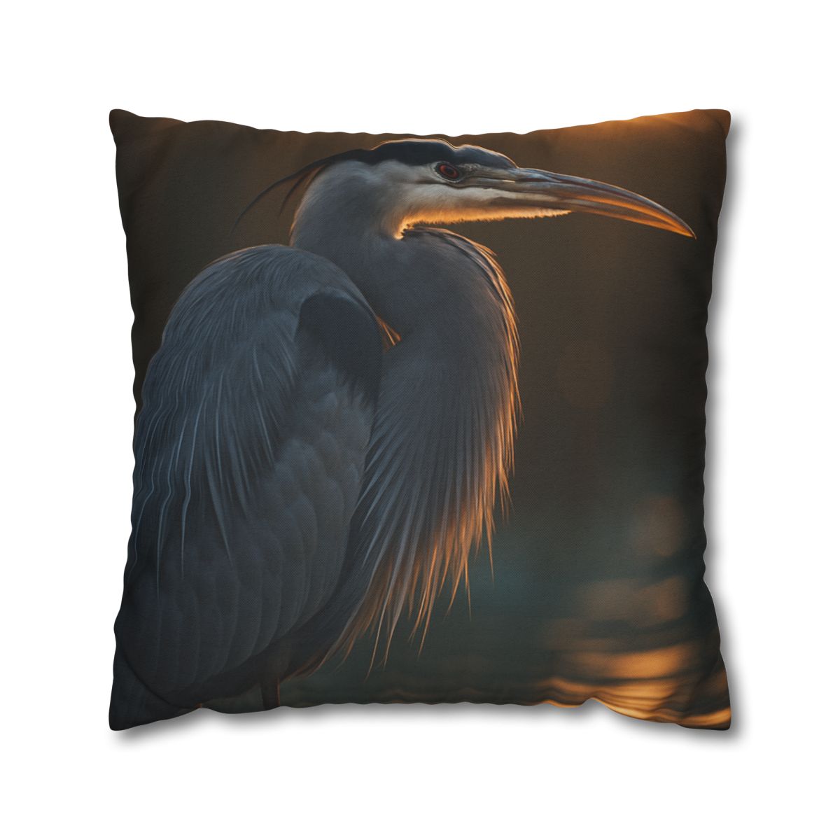 Moonlit Sentinel Great Blue Heron stylish decorative pillowcases