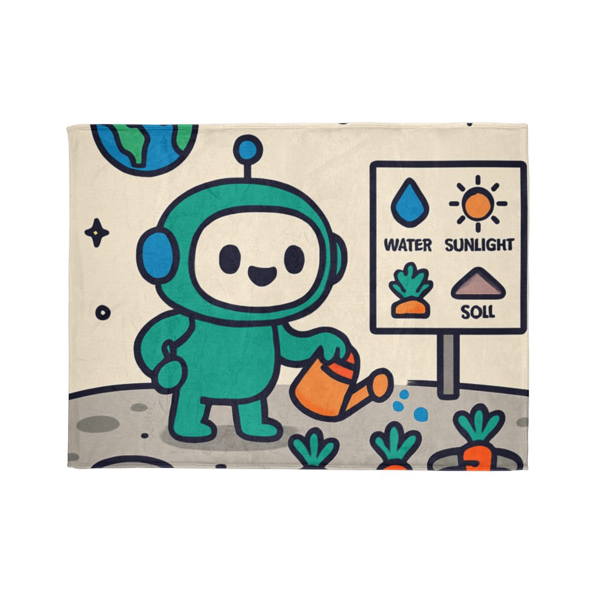 Moon Garden Robot Growing Crater Carrots unique gift blanketscustom blankets