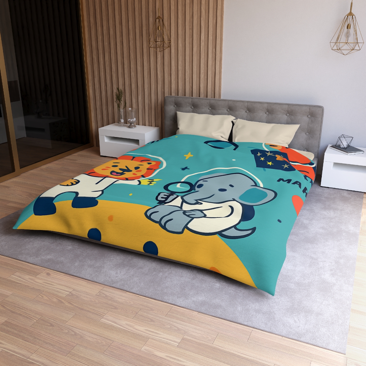 Starry Science Safari designer printed duvets