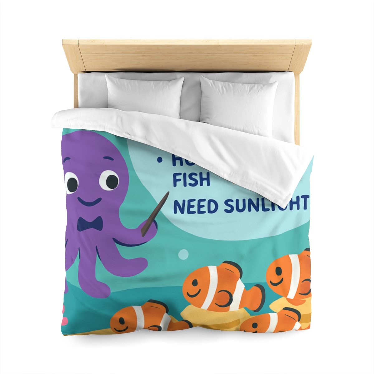 Coral Classroom With Professor Octopus soft comforter duvets