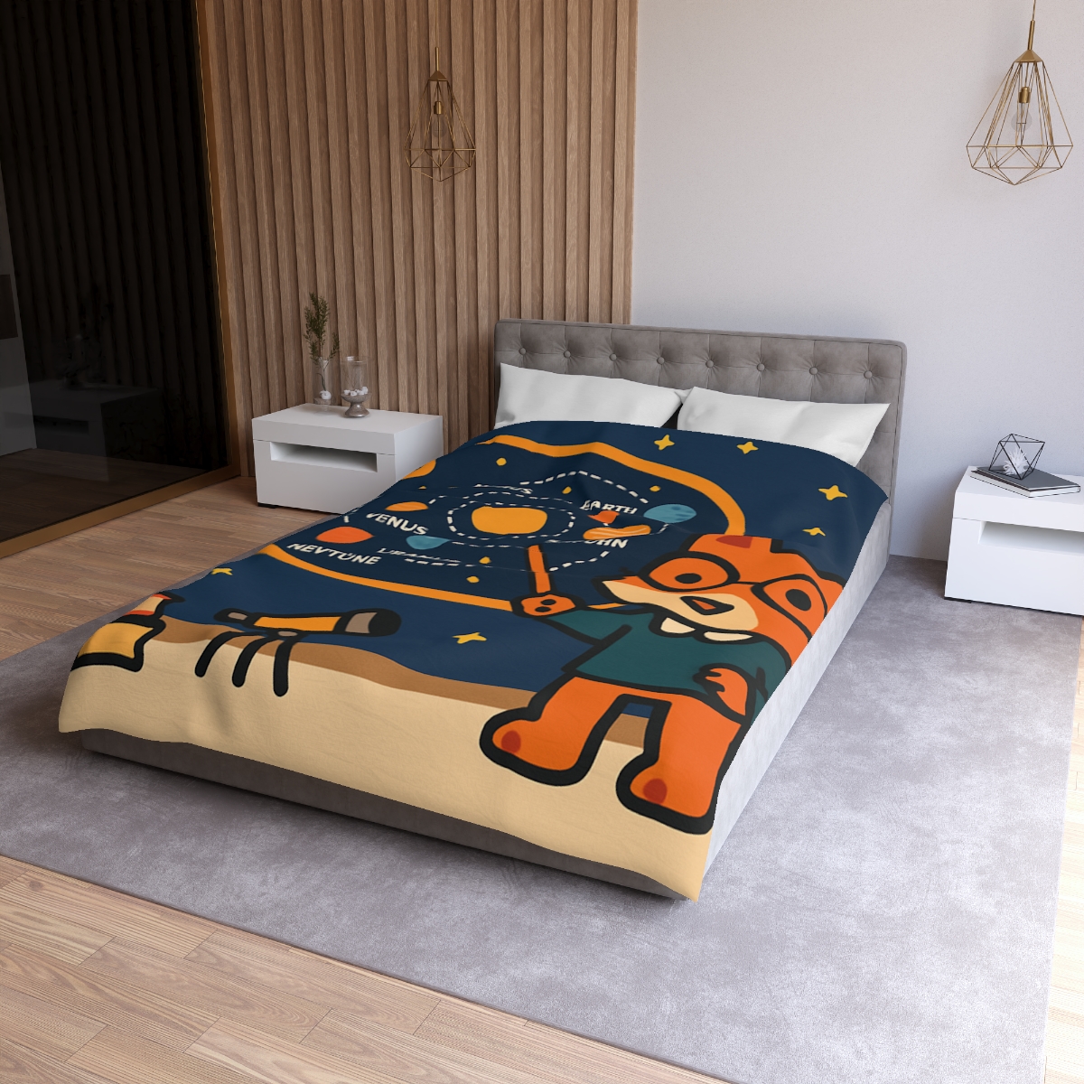 Comet Classroom With Star Map Fox unique patterned duvets