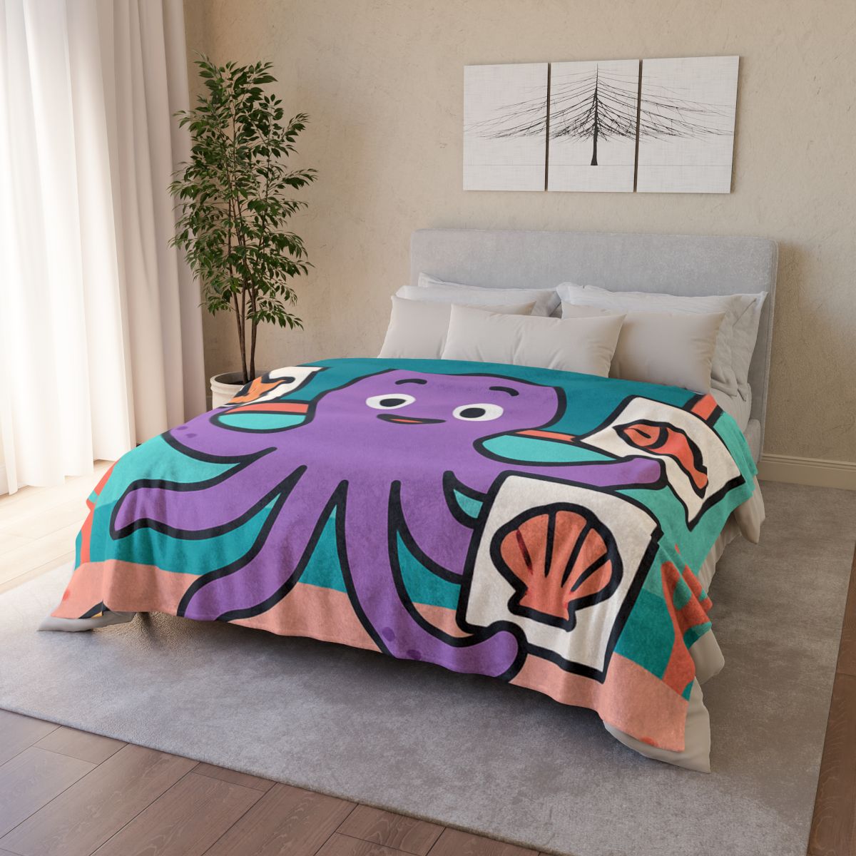 Coral Classroom Octopus trendy patterned blankets