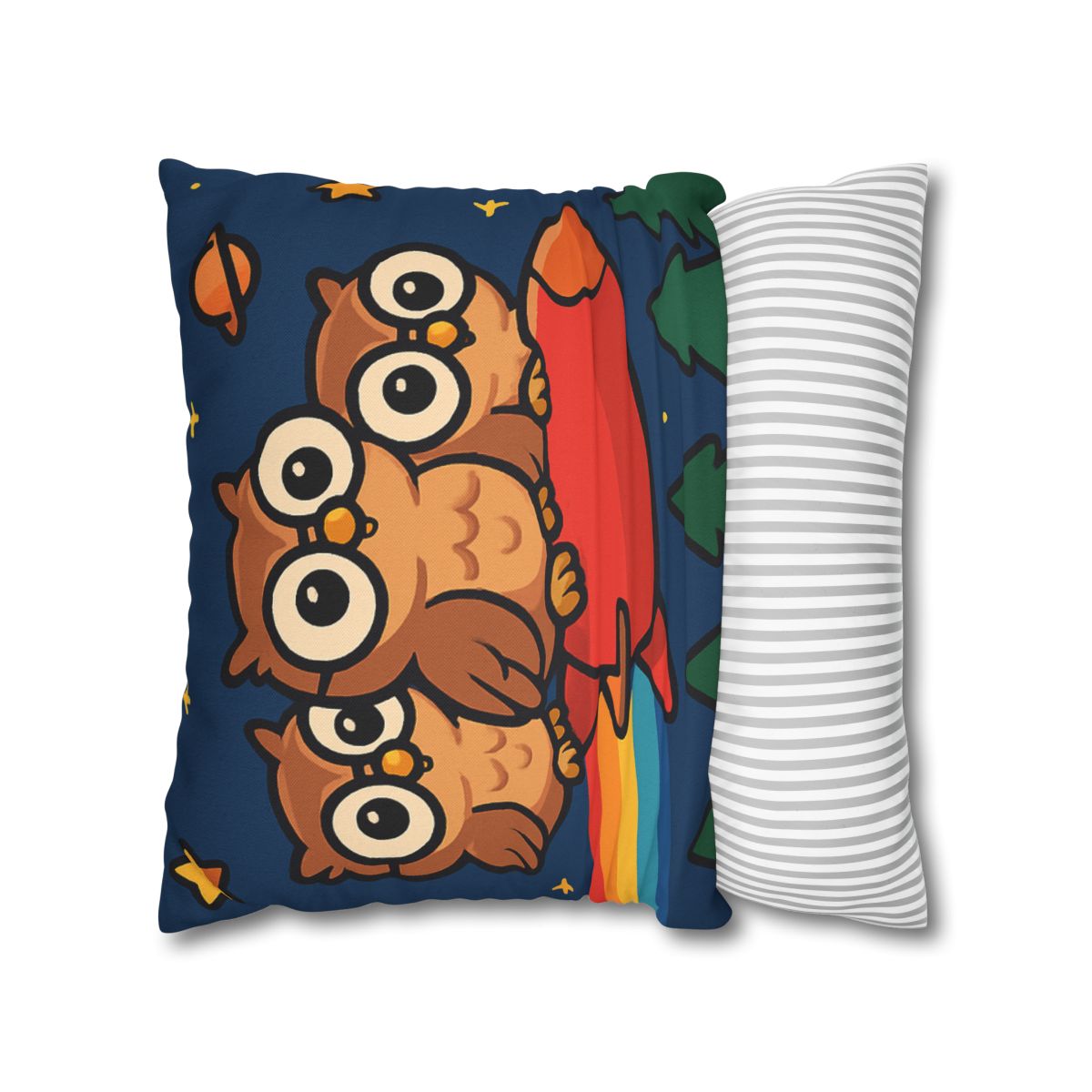 Rocket Riding Forest Owls designer print pillow cases