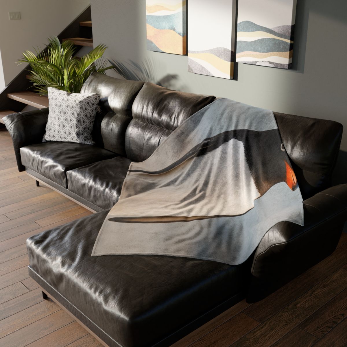 Shoreline Echo Gentoo Penguin designer printed blankets