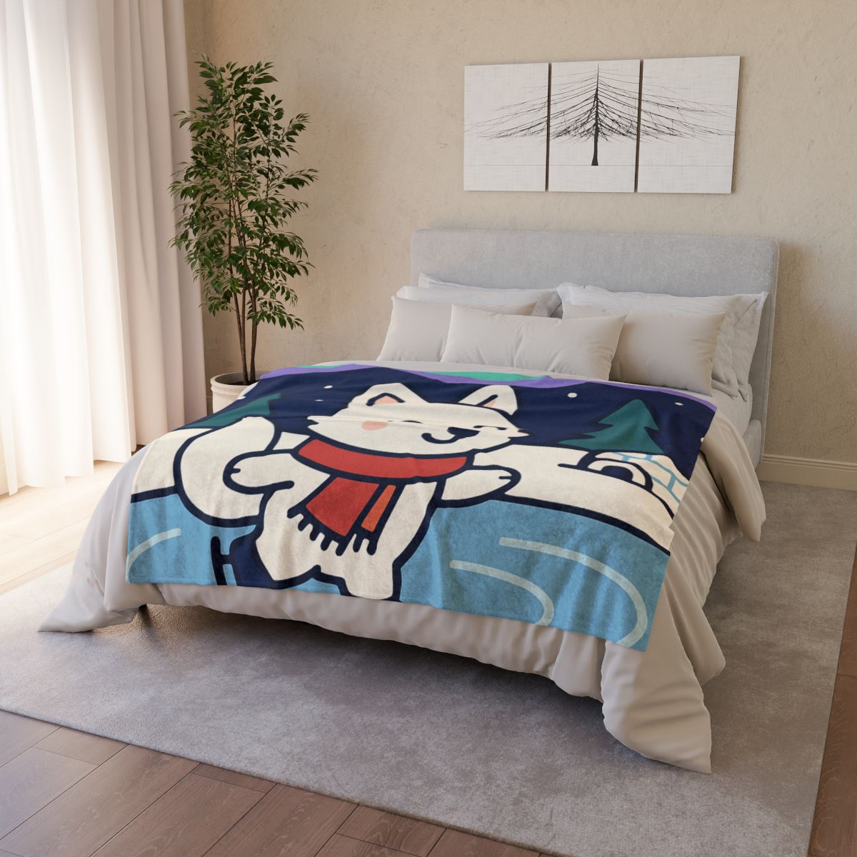 Aurora Snow Fox Skate Night warm winter blankets