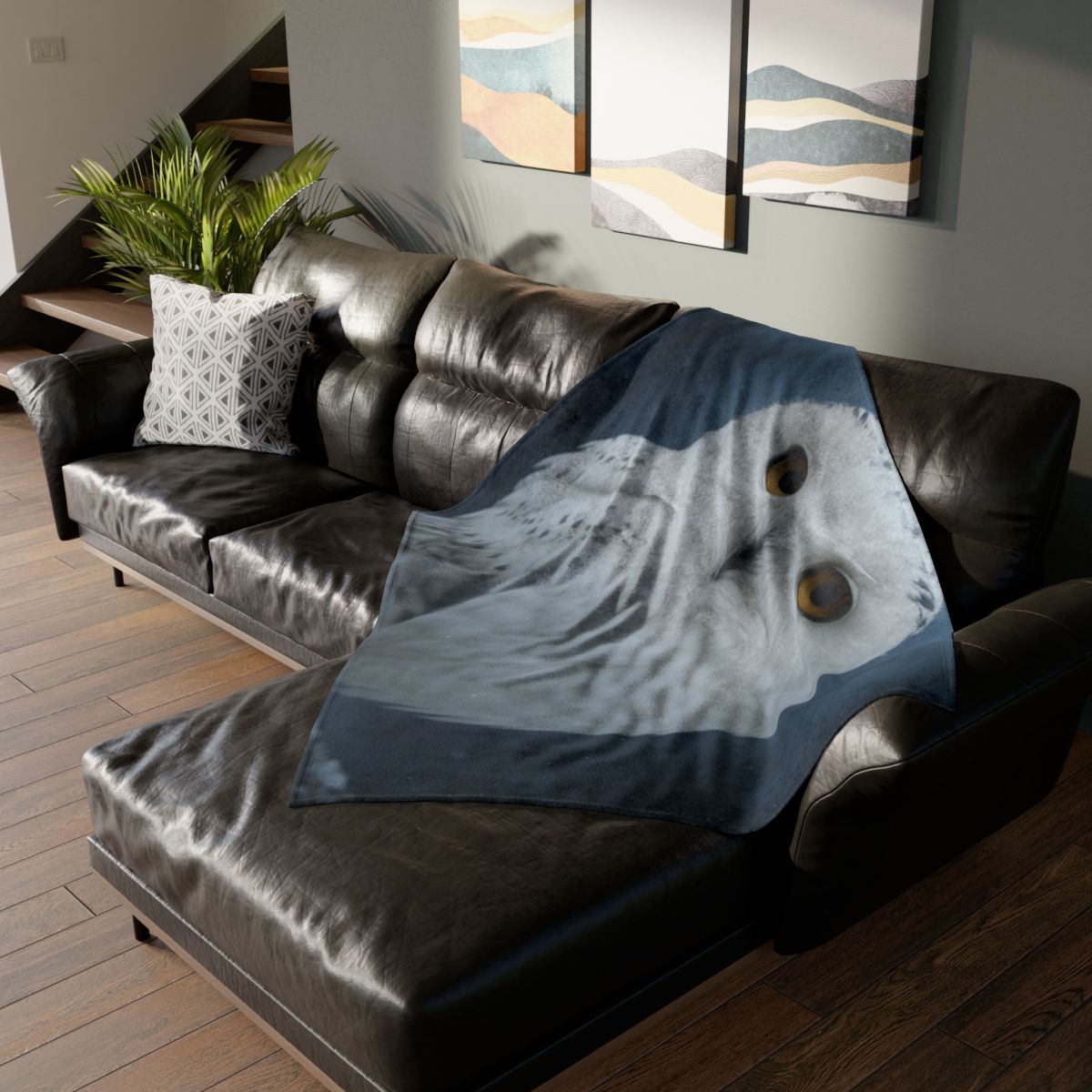 Twilight Watcher Snowy Owl trendy patterned blankets