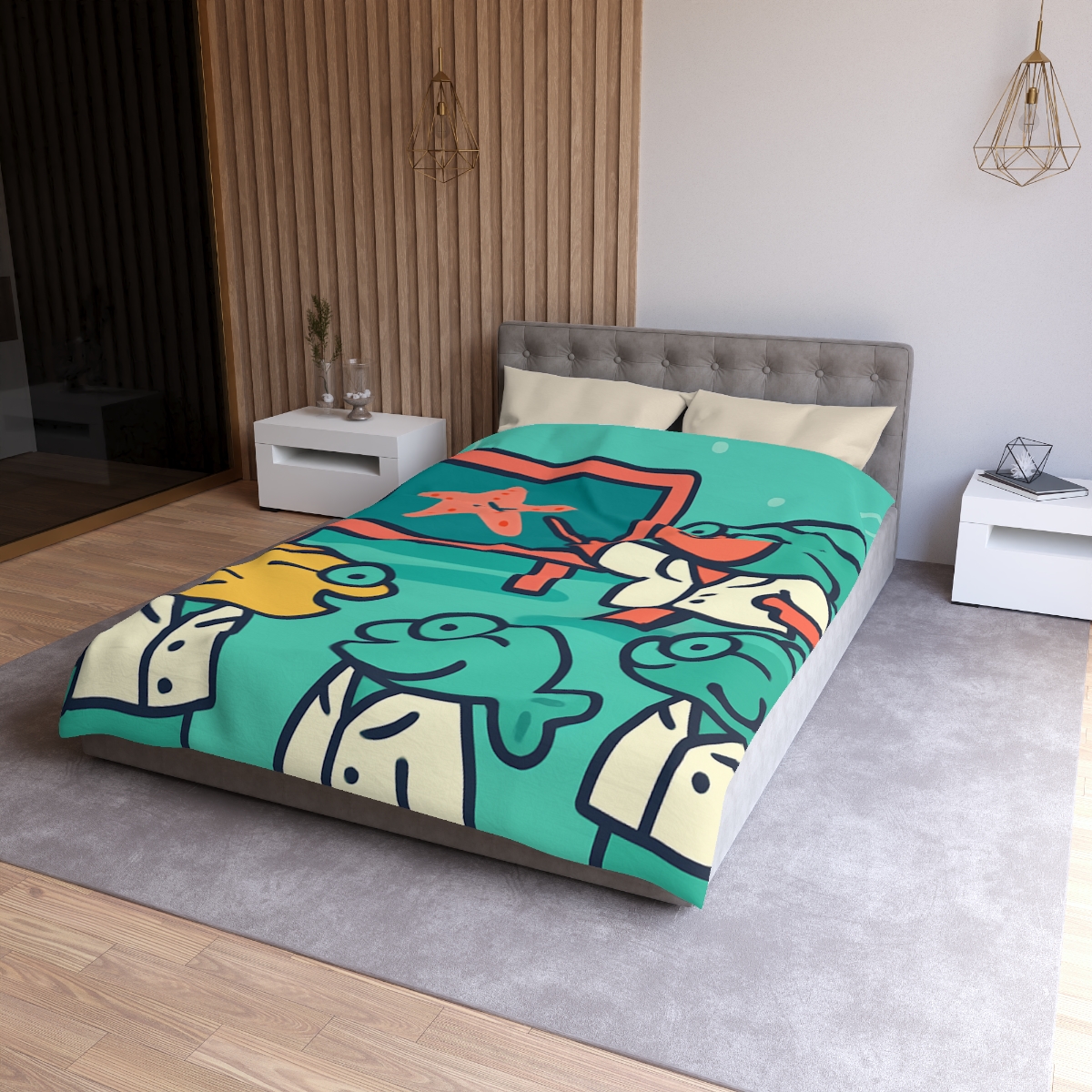 Coral School Of Scientists designer printed duvets